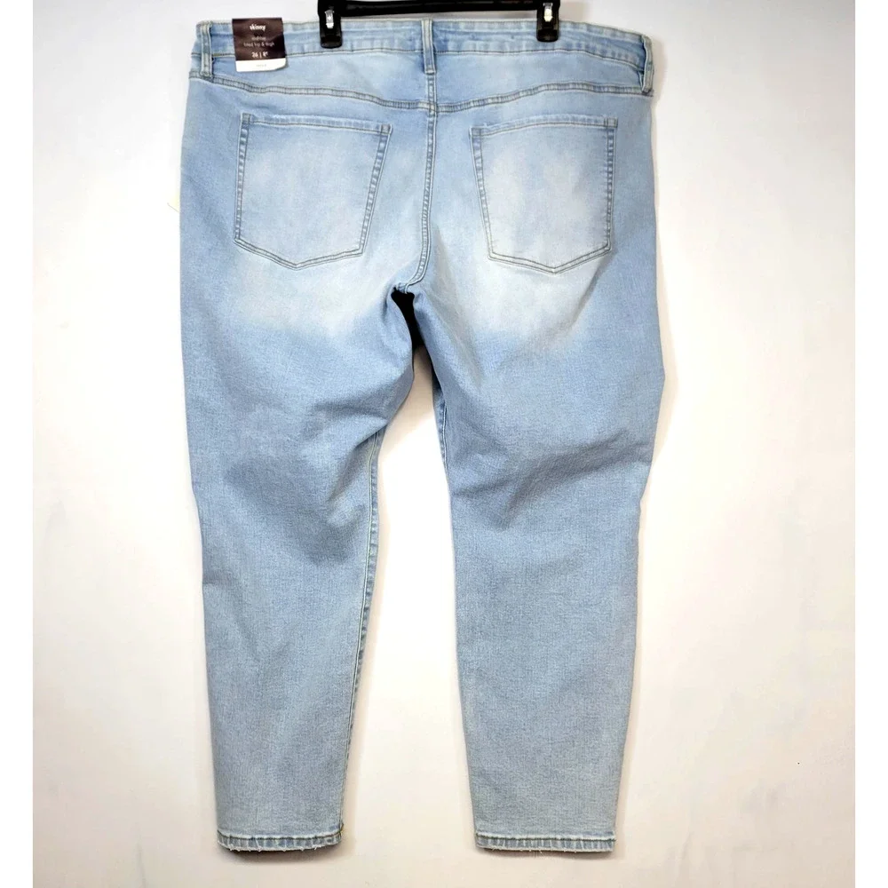 Ava & Viv Jeans Womens 26 Light Blue Mid Rise Skinny Stretch Raw Hem Denim New‎